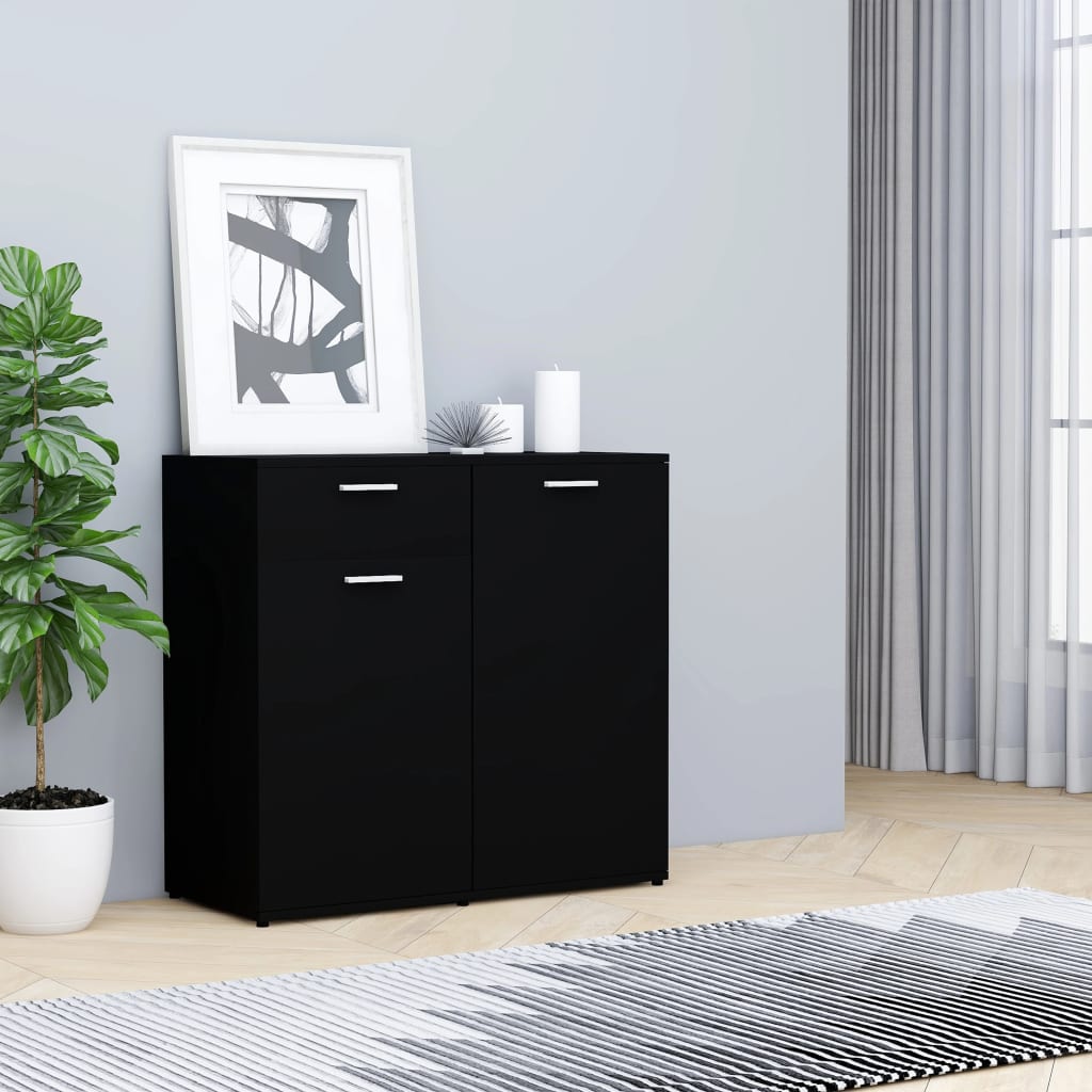 Ντουλάπι Μαύρο 80 x 36 x 75 εκ. από Επεξεργασμένο Ξύλο