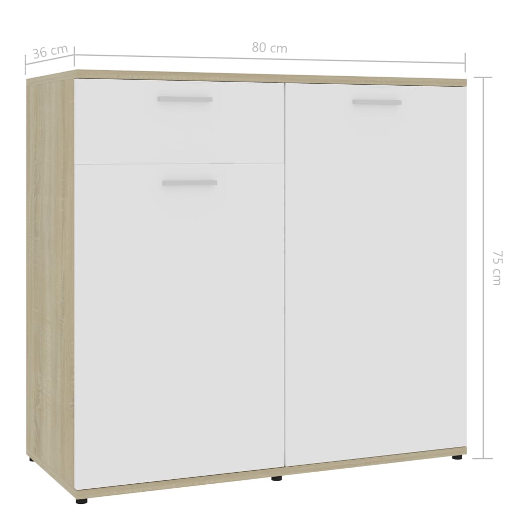 Ντουλάπι με Συρτάρι Λευκό/Sonoma Δρυς 80x36x75 εκ. Επεξ. Ξύλο