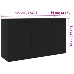 Μπουφές Μαύρος 120 x 36 x 69 εκ. από Επεξ. Ξύλο