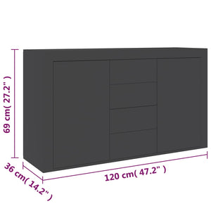 Μπουφές Γκρι 120 x 36 x 69 εκ. από Μοριοσανίδα