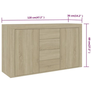 Μπουφές Sonoma Δρυς 120 x 36 x 69 εκ. από Επεξ. Ξύλο