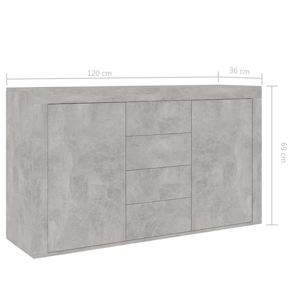 Μπουφές Γκρι του Σκυροδέματος 120 x 36 x 69 εκ. από Επεξ. Ξύλο