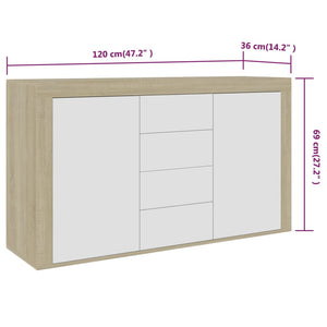 Μπουφές Λευκό / Sonoma Δρυς 120 x 36 x 69 εκ. από Μοριοσανίδα