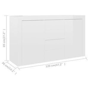 Μπουφές Γυαλιστερό Λευκό 120 x 36 x 69 εκ. από Επεξ. Ξύλο - Pakobazaar