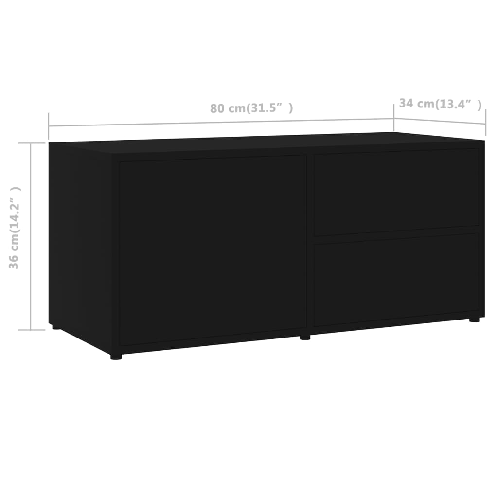 Έπιπλο Τηλεόρασης Μαύρο 80 x 34 x 36 εκ. από Επεξ. Ξύλο - Pakobazaar