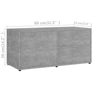 Έπιπλο Τηλεόρασης Γκρι Σκυροδέματος 80x34x36 εκ. Επεξ. Ξύλο