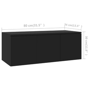 Έπιπλο Τηλεόρασης Μαύρο 80 x 34 x 30 εκ. από Επεξ. Ξύλο