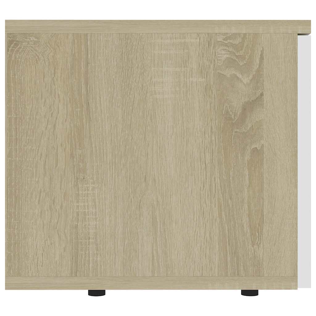 Έπιπλο Τηλεόρασης Λευκό/Sonoma Δρυς 80x34x30 εκ. Μοριοσανίδα