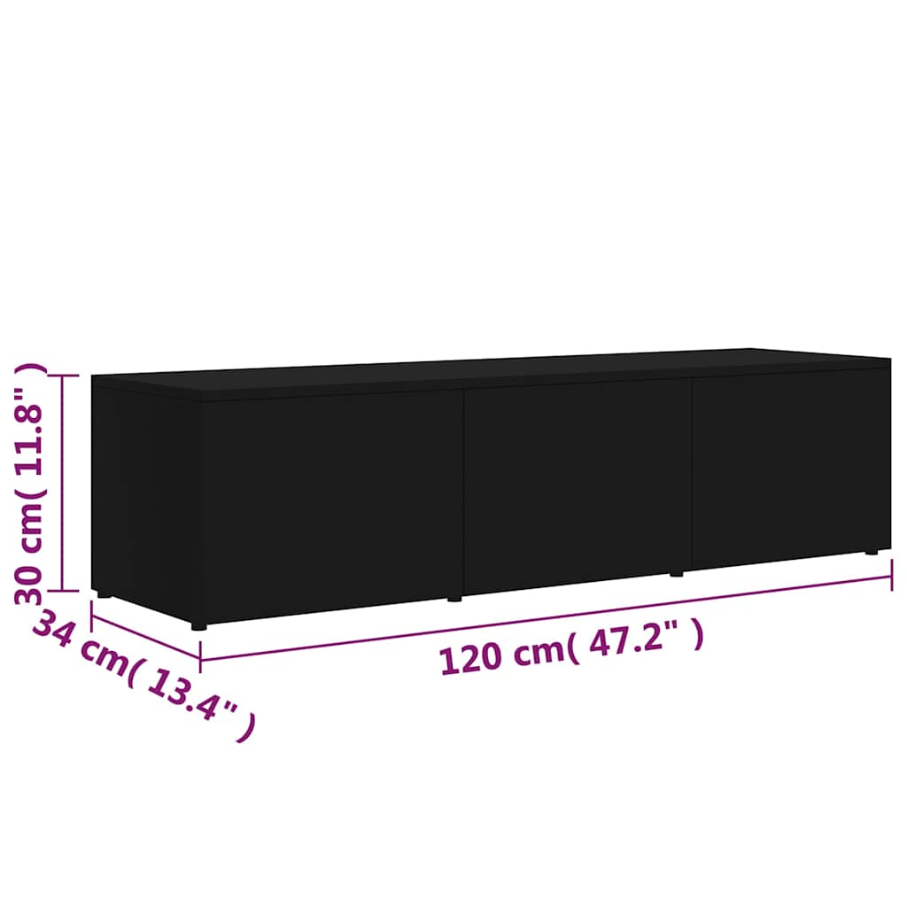 Έπιπλο Τηλεόρασης Μαύρο 120 x 34 x 30 εκ. από Επεξ. Ξύλο
