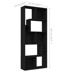 Βιβλιοθήκη Μαύρη 67 x 24 x 161 εκ. από Επεξ. Ξύλο - Pakobazaar