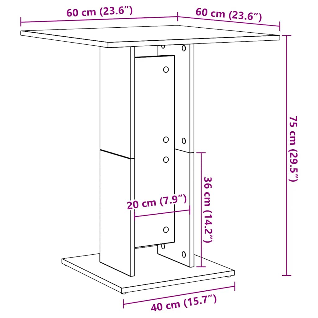 Τραπέζι Bistro Γκρι 60 x 60 x 75 εκ. Μοριοσανίδα - Pakobazaar
