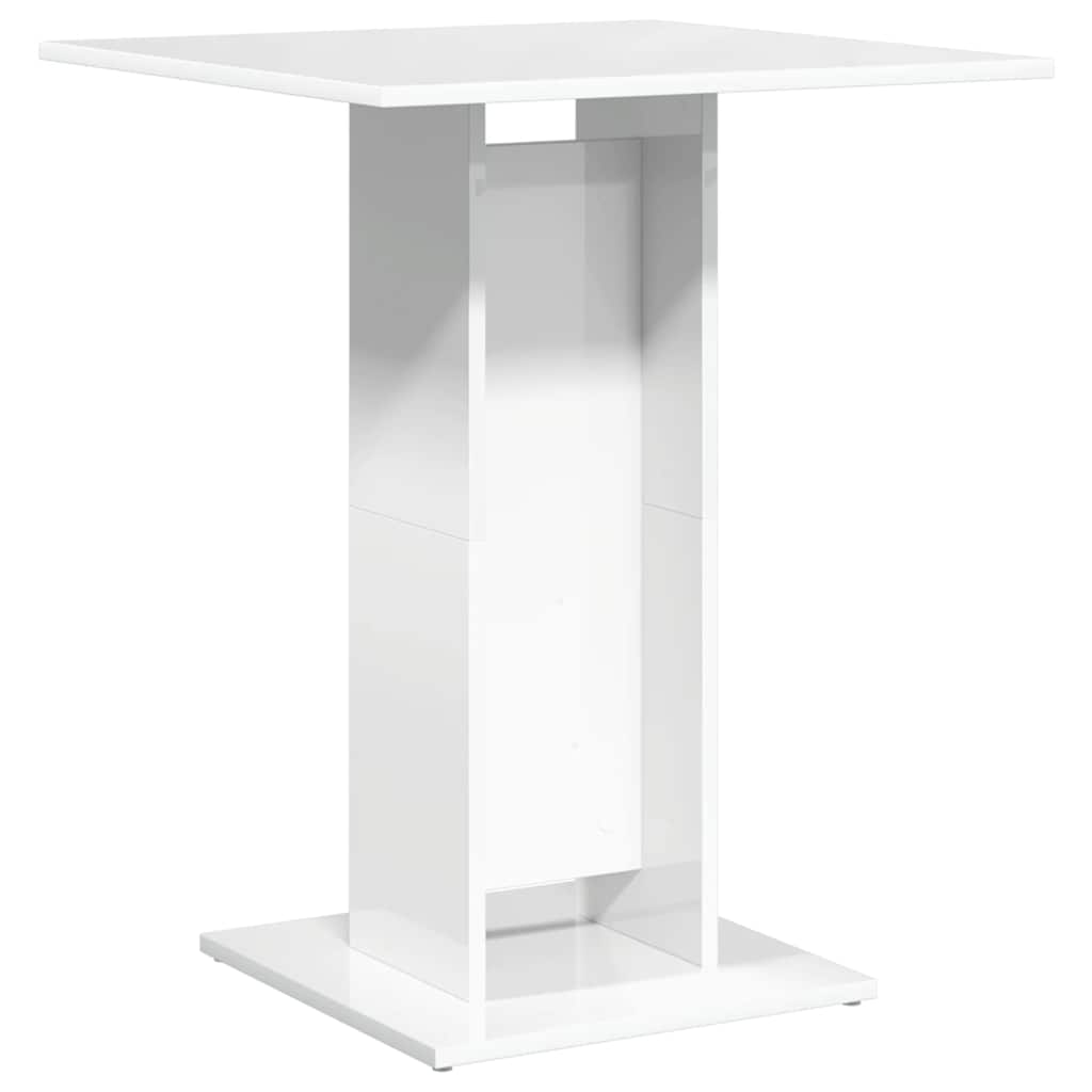 Τραπέζι Bistro Γυαλιστερό Λευκό 60 x 60 x 75 εκ. Επεξ. Ξύλο