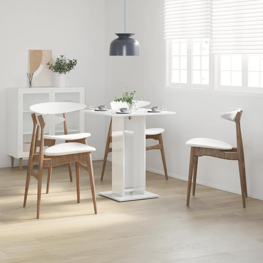Τραπέζι Bistro Γυαλιστερό Λευκό 60 x 60 x 75 εκ. Επεξ. Ξύλο