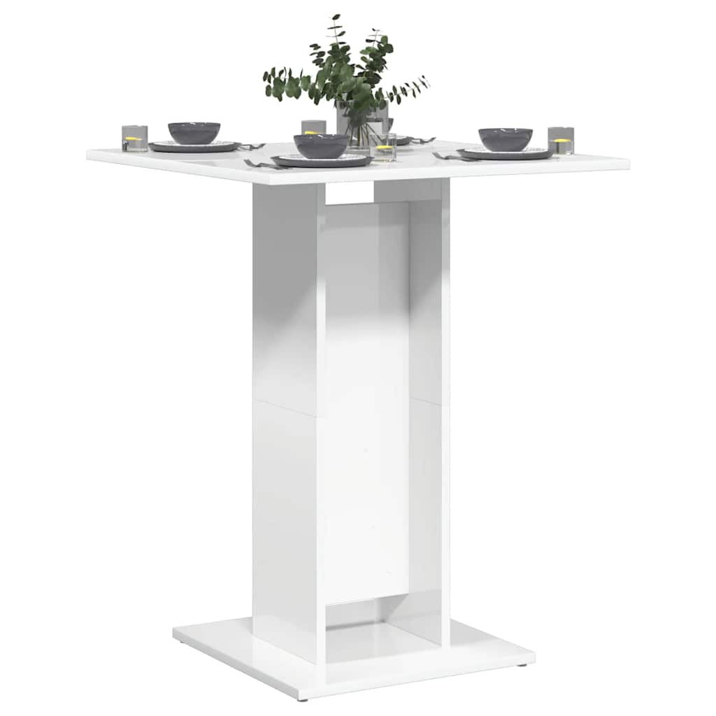 Τραπέζι Bistro Γυαλιστερό Λευκό 60 x 60 x 75 εκ. Επεξ. Ξύλο