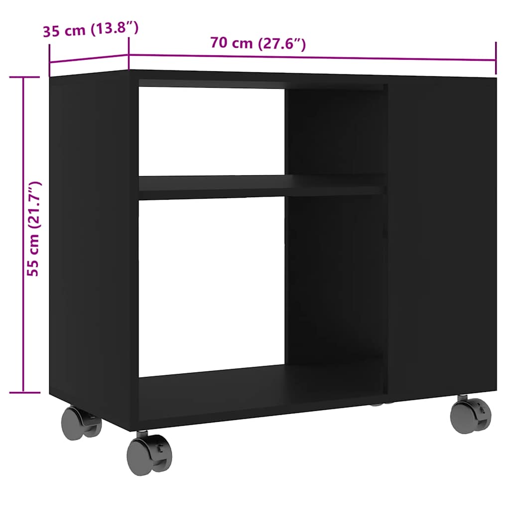 Τραπέζι Βοηθητικό Μαύρο 70 x 35 x 55 εκ. από Επεξεργασμένο Ξύλο - Pakobazaar