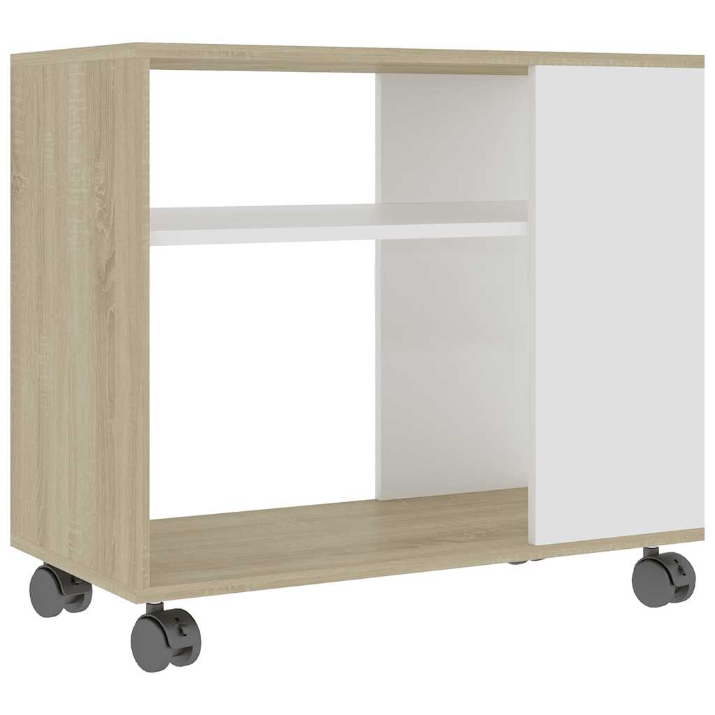 Τραπέζι Βοηθητικό Λευκό/Sonoma Δρυς 70x35x60,5 εκ. Επεξεργ. Ξύλο