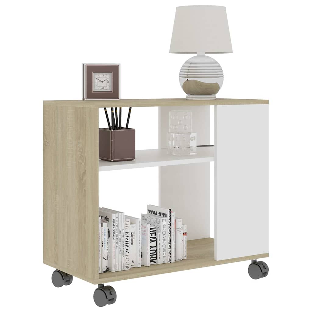 Τραπέζι Βοηθητικό Λευκό/Sonoma Δρυς 70x35x60,5 εκ. Επεξεργ. Ξύλο