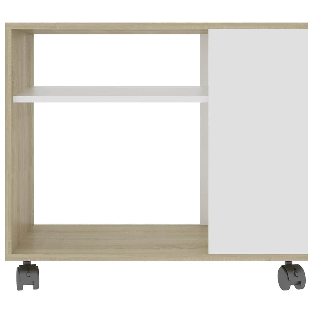 Τραπέζι Βοηθητικό Λευκό/Sonoma Δρυς 70x35x60,5 εκ. Επεξεργ. Ξύλο