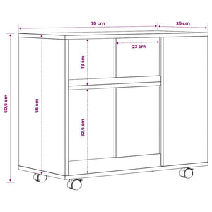 Τραπέζι Βοηθητικό Λευκό/Sonoma Δρυς 70x35x60,5 εκ. Επεξεργ. Ξύλο