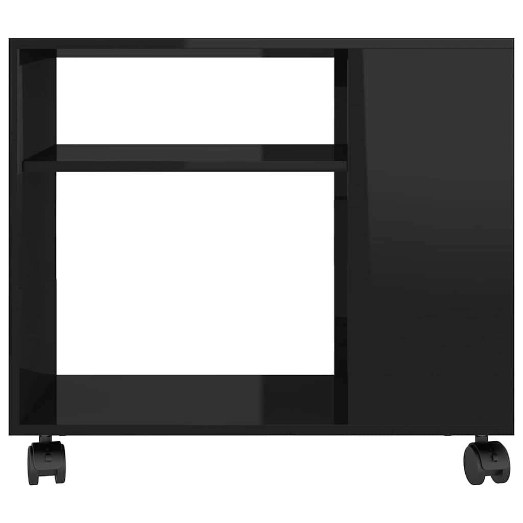 Τραπέζι Βοηθητικό Γυαλιστ.Μαύρο 70x35x55 εκ. Επεξεργασμένο Ξύλο