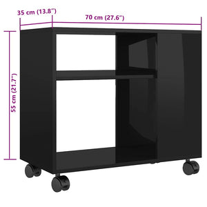 Τραπέζι Βοηθητικό Γυαλιστ.Μαύρο 70x35x55 εκ. Επεξεργασμένο Ξύλο