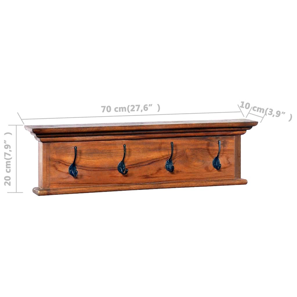 Κρεμάστρα Τοίχου 70 x 10 x 20 εκ. από Μασίφ Ξύλο Teak