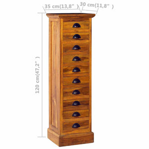 Συρταριέρα με 10 Συρτάρια 35 x 30 x 120 εκ. Μασίφ Ξύλο Teak