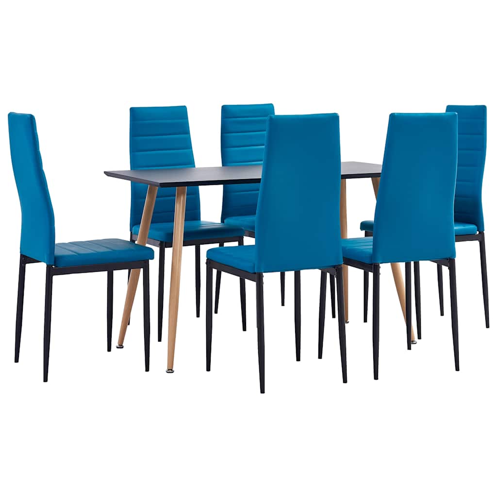 Σετ Τραπεζαρίας 7 Τεμαχίων Θαλασσί από Συνθετικό Δέρμα