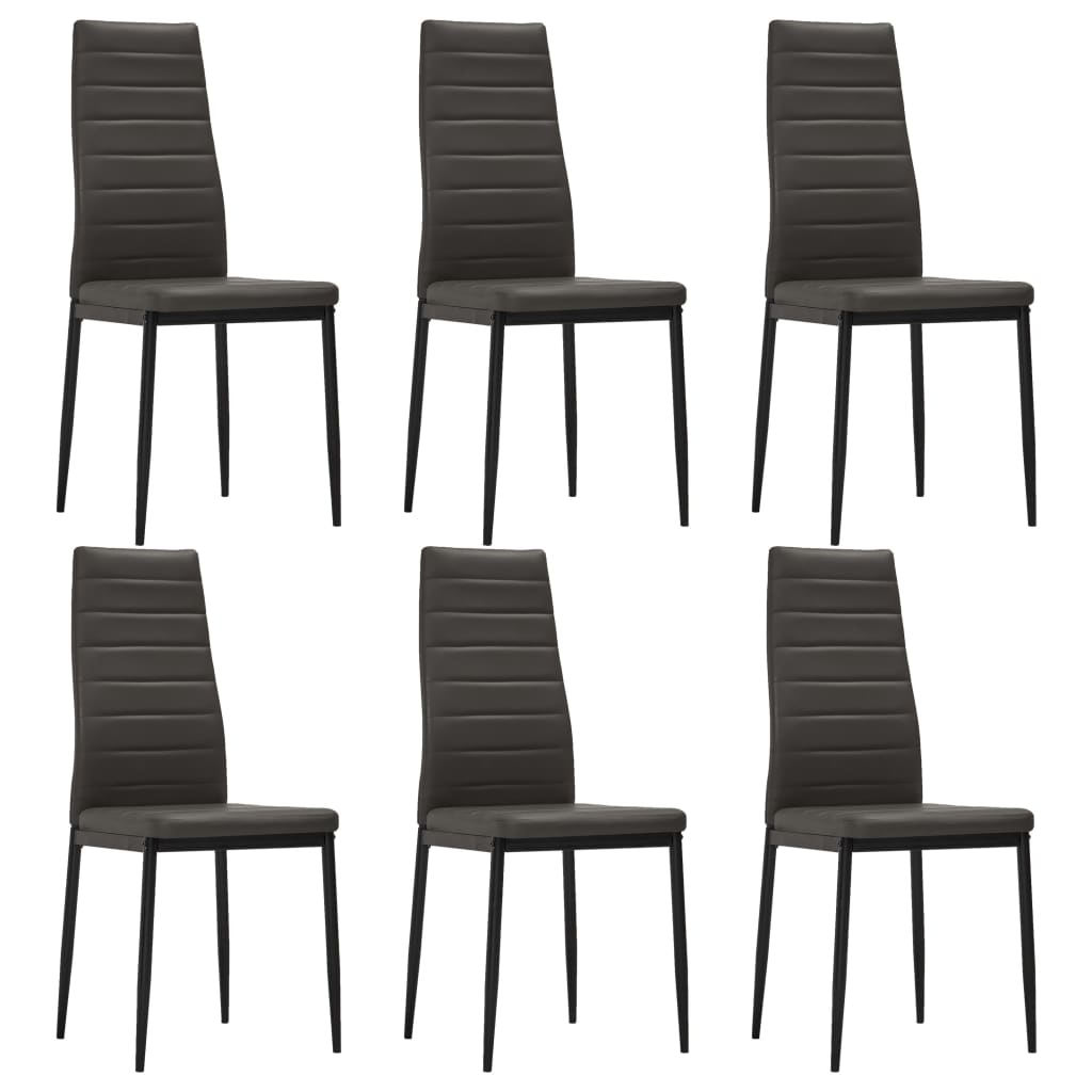 3053827  7 Piece Dining Set Faux Leather Grey (248310+282581+282582)