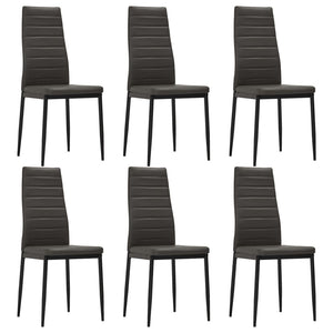 3053827  7 Piece Dining Set Faux Leather Grey (248310+282581+282582)