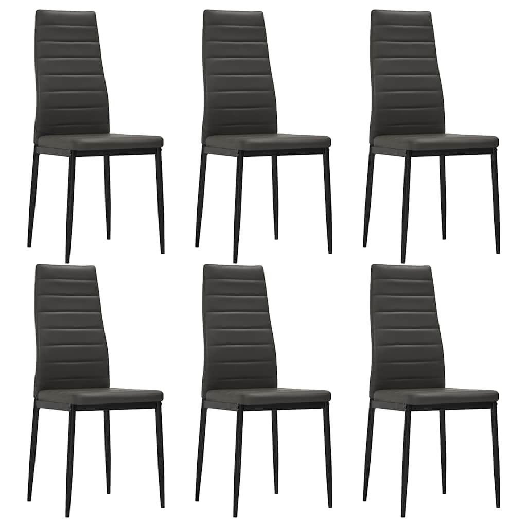 3053867  7 Piece Dining Set Faux Leather Grey (248313+282581+282582)