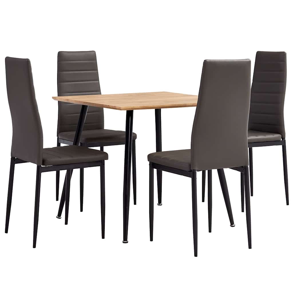 3053907  5 Piece Dining Set Faux Leather Grey(248299+282582)