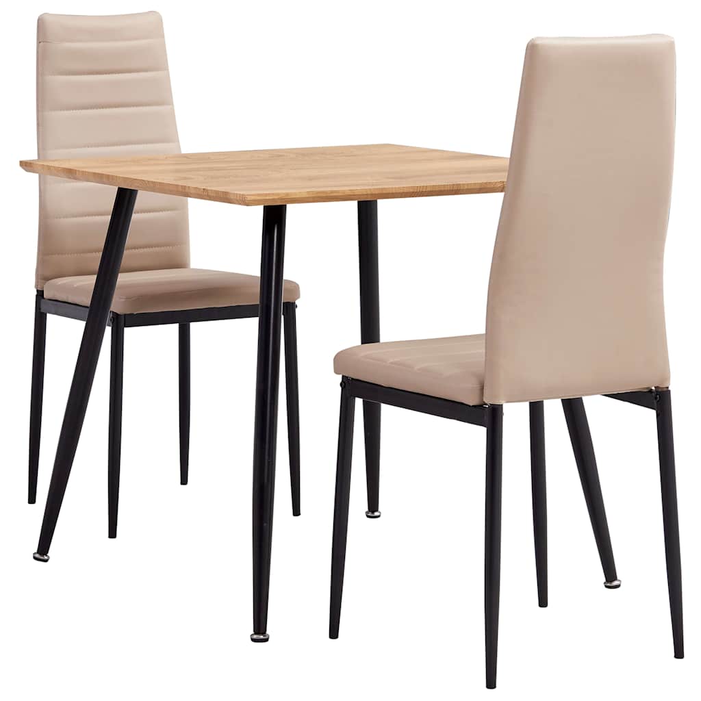 3053910  3 Piece Dining Set Faux Leather Cappuccino(248299+282585) - Pakobazaar