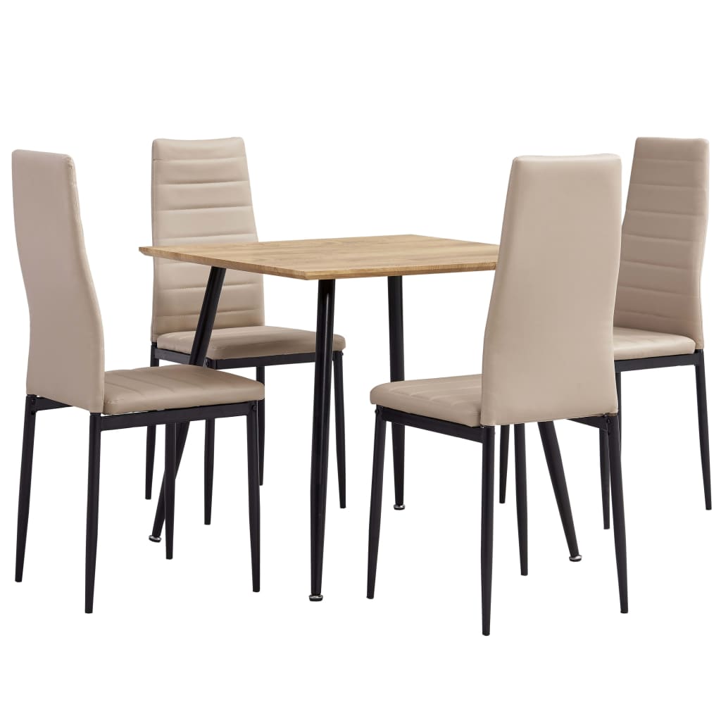 3053911  5 Piece Dining Set Faux Leather Cappuccino(248299+282586)