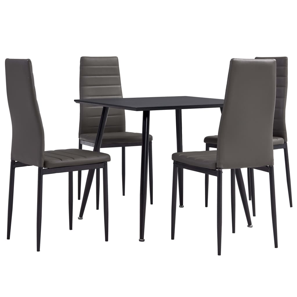 3053947  5 Piece Dining Set Faux Leather Grey(248302+282582)