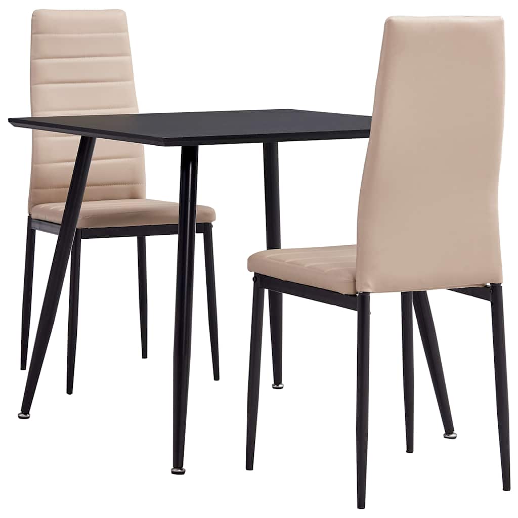 3053950  3 Piece Dining Set Faux Leather Cappuccino(248302+282585) - Pakobazaar