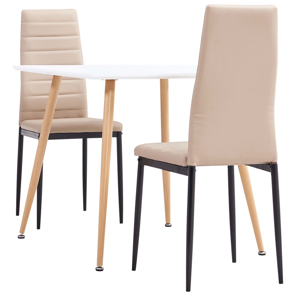 3053990  3 Piece Dining Set Faux Leather Cappuccino(248305+282585)