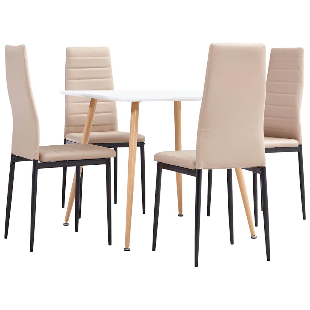 3053991  5 Piece Dining Set Faux Leather Cappuccino(248305+282586)