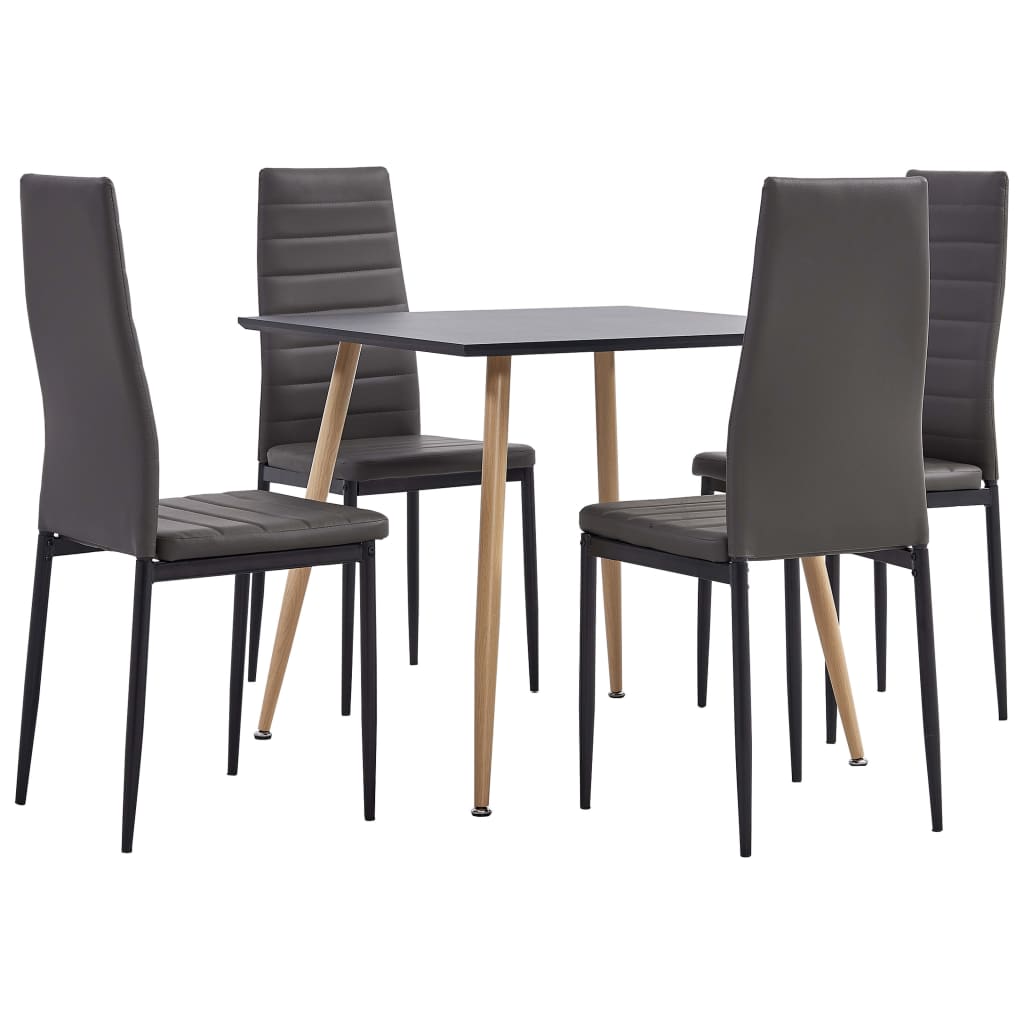 3054027  5 Piece Dining Set Faux Leather Grey(248308+282582)