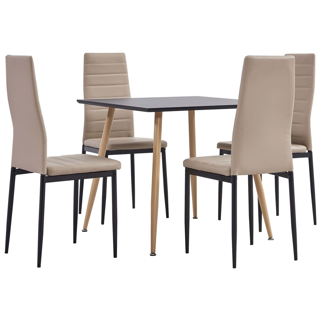 3054031  5 Piece Dining Set Faux Leather Cappuccino(248308+282586)