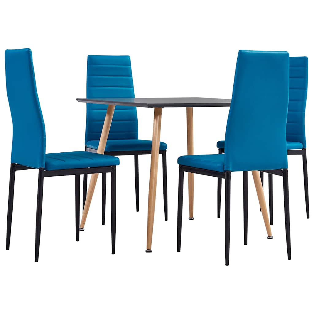 3054073  5 Piece Dining Set Faux Leather Sea Blue(248311+282588)