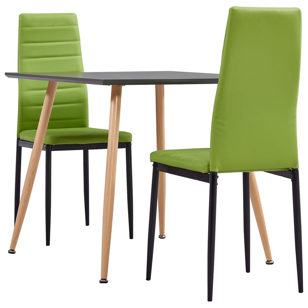 3054074  3 Piece Dining Set Faux Leather Lime Green(248311+282589)