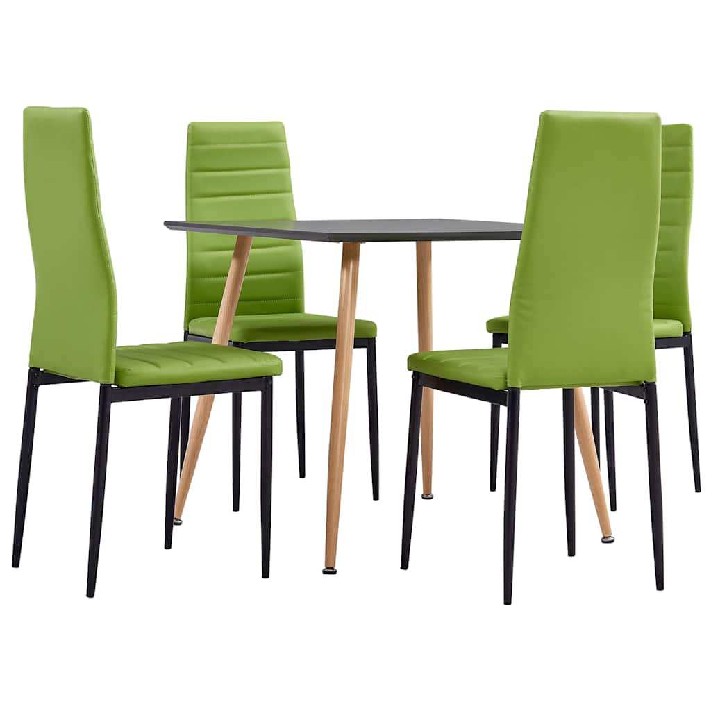 5 Piece Dining Set Faux Leather Lime Green