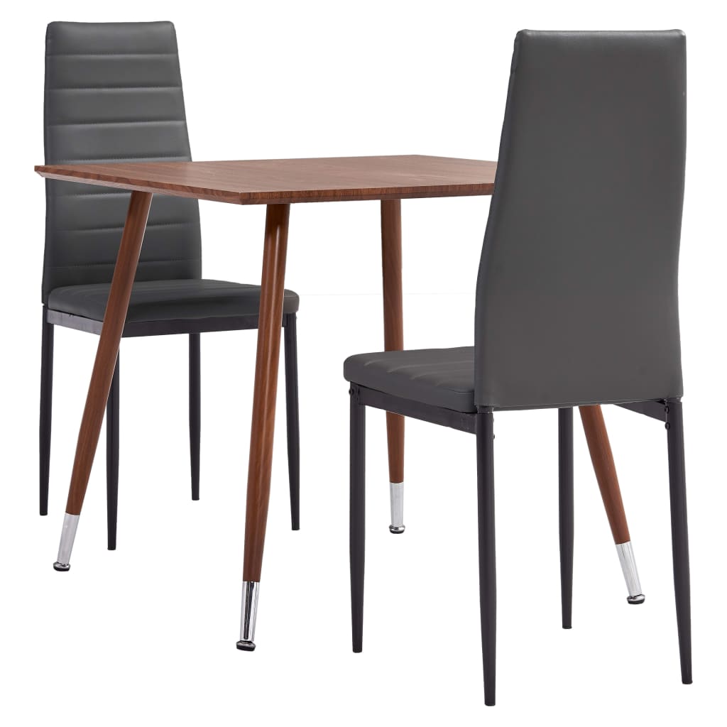 3054106  3 Piece Dining Set Faux Leather Grey(248314+282581)