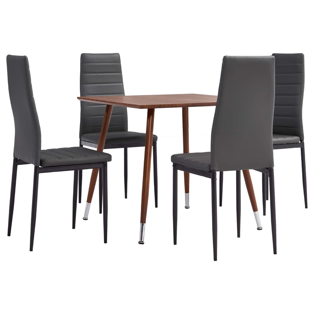 3054107  5 Piece Dining Set Faux Leather Grey(248314+282582)