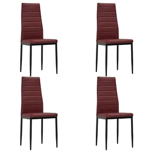 3054109  5 Piece Dining Set Faux Leather Bordeaux Red(248314+282584) - Pakobazaar