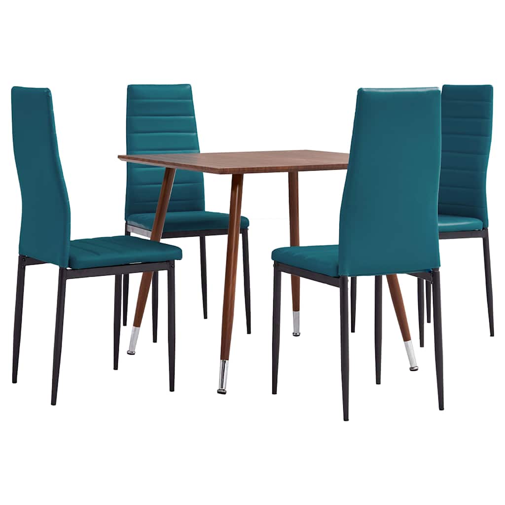 3054113  5 Piece Dining Set Faux Leather Sea Blue(248314+282588)