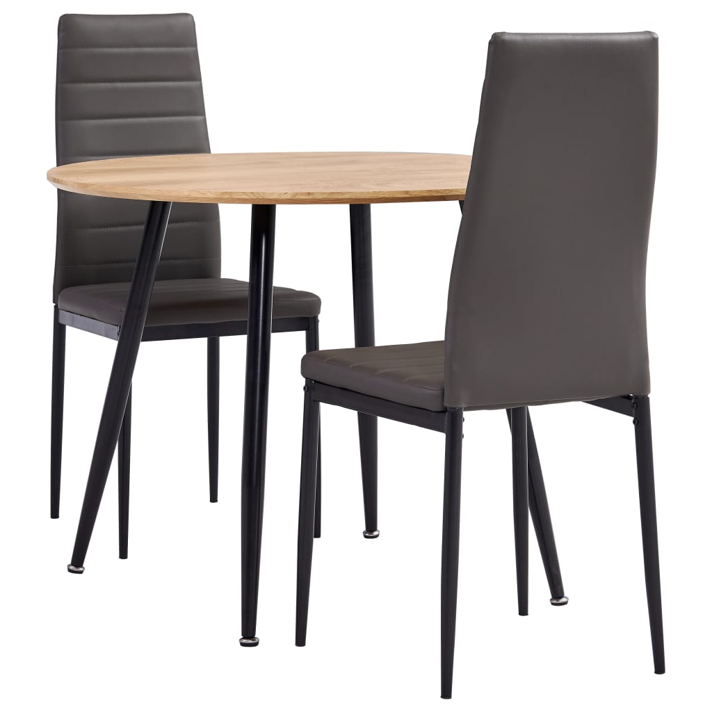 3054146  3 Piece Dining Set Faux Leather Grey(248300+282581)