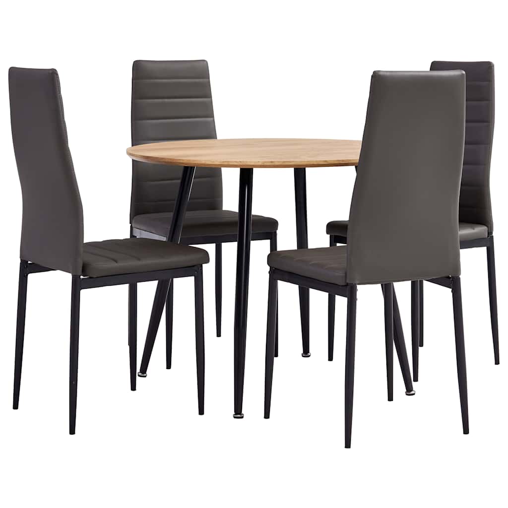 3054147  5 Piece Dining Set Faux Leather Grey(248300+282582) - Pakobazaar