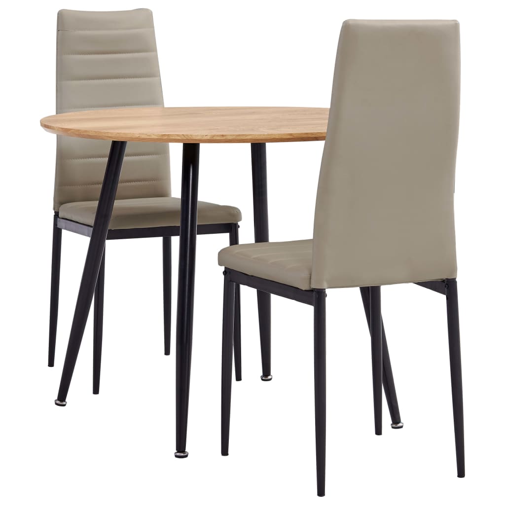 3054150  3 Piece Dining Set Faux Leather Cappuccino(248300+282585)